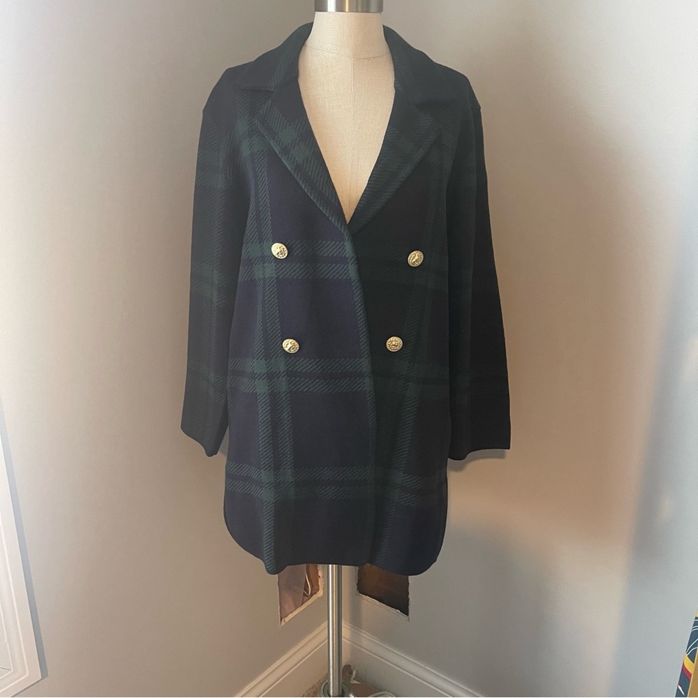 Anne Klein Plaid Pea Coat